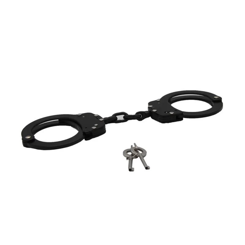 Còng tay hai chìa khóa bằng thép phong cách cổ điển của cảnh sát bằng thép carbon
